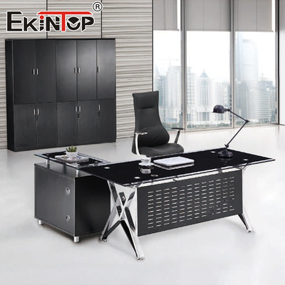Metal Modern Ofis Mobilyaları İş için özel olarak tasarlanmış sert cam masa