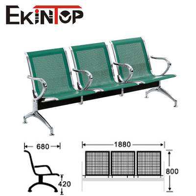 Klinik Havaalanı Okulu için Yeşil Paslanmaz Çelik 3 Kişilik Sandalye