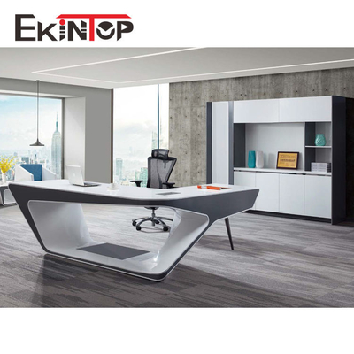 ofis işleri Modern Cam Yönetici Masası MDF Parlak Yüzey SGS Sertifikalı
