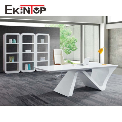 ofis işleri Modern Cam Yönetici Masası MDF Parlak Yüzey SGS Sertifikalı