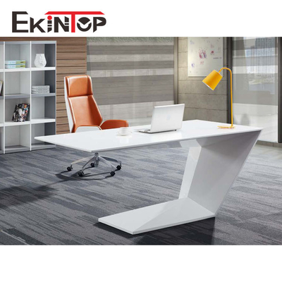 ofis işleri Modern Cam Yönetici Masası MDF Parlak Yüzey SGS Sertifikalı