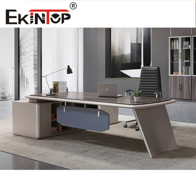 Ofis Mobilyaları Modern Çalışma Masası Masa Zebrano Ahşap Kaplama Anti Kirli