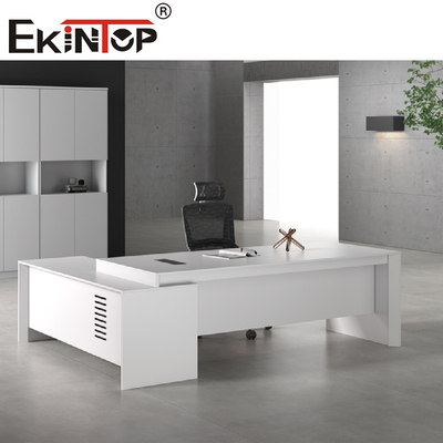 Beyaz Modern Ofis Mobilyaları Masası MDF L Şekilli Yönetici Masası