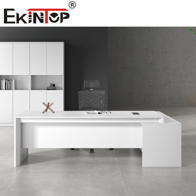 Beyaz Modern Ofis Mobilyaları Masası MDF L Şekilli Yönetici Masası