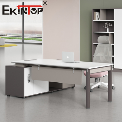 Ergonomik Ofis Masası Ev Mobilyaları İçin Ahşap Bilgisayar Masası Demir