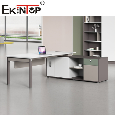 Ergonomik Ofis Masası Ev Mobilyaları İçin Ahşap Bilgisayar Masası Demir