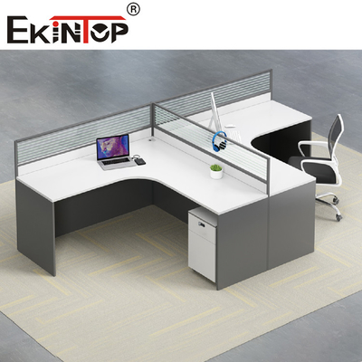 Beyaz Gri L Şekilli Ofis İş İstasyonu Personel Masası Çağdaş