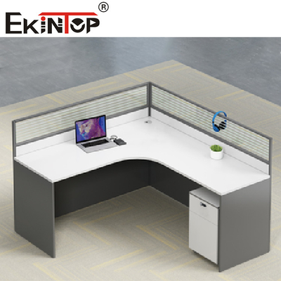 Beyaz Gri L Şekilli Ofis İş İstasyonu Personel Masası Çağdaş