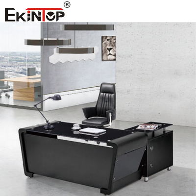 Ofis binası için çelik bacaklı modern cam masa