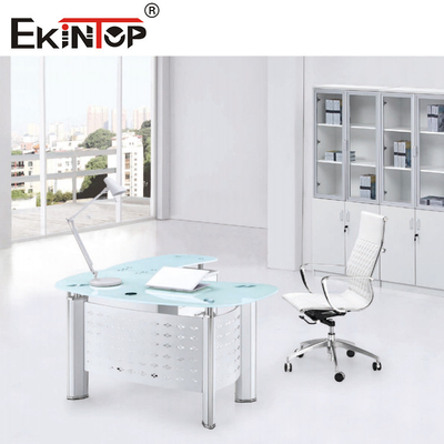 Ticari Küçük Cam Üst Dizüstü Masaüstü Modern Cam Ofis Yazma Masası
