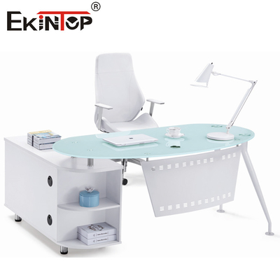 Öğrenci Çalışma Tempered Ofis Cam Masaları Kalınlaştırılmış Sert Yuvarlak Köşeler