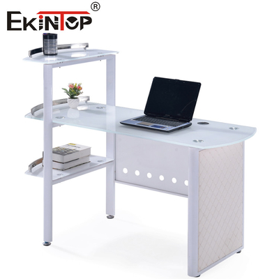 Mavi Beyaz Cam Ofis Masası 8mm Masaüstüyle Özel