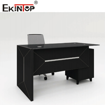Ofis binası için çekmecelerle özel dayanıklı bilgisayar cam masası