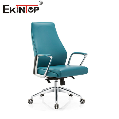 Modern Yüksek Sırt PVC Deri Ofis Sandalyesi Döner 350mm Alüminyum taban