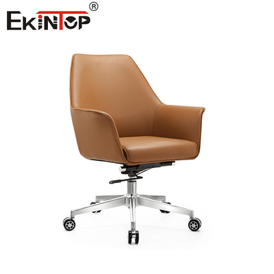 Bel desteği ile ergonomik deri sandalye PU yastıklı koltuk tabanı
