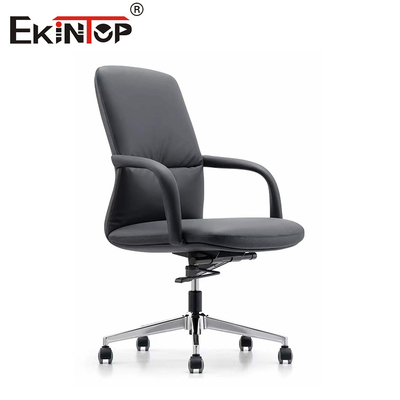 İş Ergonomi Siyah PU Deri Ofis Koltuğu Tekerlekli Resepsiyon Koltuğu