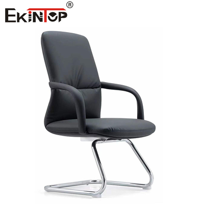 İş Ergonomi Siyah PU Deri Ofis Koltuğu Tekerlekli Resepsiyon Koltuğu
