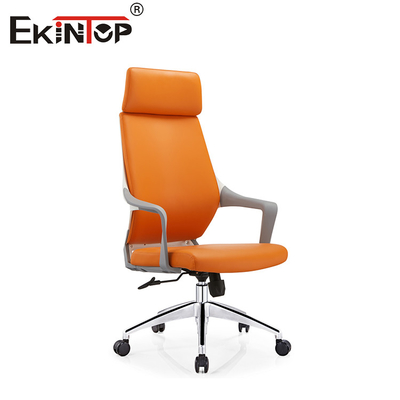 Tekerlekli Yüksek Sırt Portakal Deri Ofis Sandalyesi Modern Stil