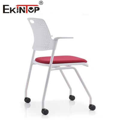 Casters Plastik Sırt Yastığı Demir Çerçeve ile Katlanabilir Eğitim Sandalyesi