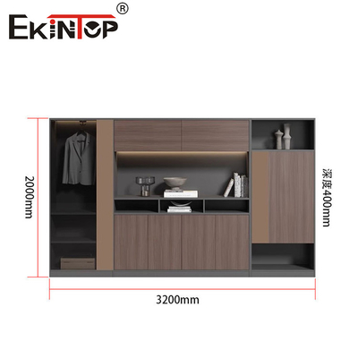 Süzme Kapı Tasarımı ile Büyük Modern Tarzı Ahşap Ofis Dolabı