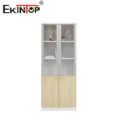 Cam Kapılı Ahşap Depolama Dolabı Dosya Dolabı Ticari Stil
