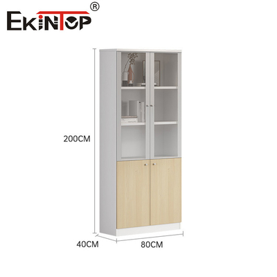 Cam Kapılı Ahşap Depolama Dolabı Dosya Dolabı Ticari Stil