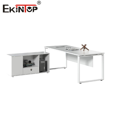 Metal Çerçeve Ahşap Masaüstüyle Özel Beyaz Ofis Masası