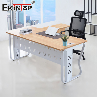 Toptan Ofis Masaüstü Ahşap Masaüstü Metal Çerçeve Ahşap Köşe Masaüstü