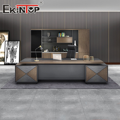 Modern Ahşap Ofis Masası Çalışma İstasyonu Masası Çekmeceli Büyük Masa