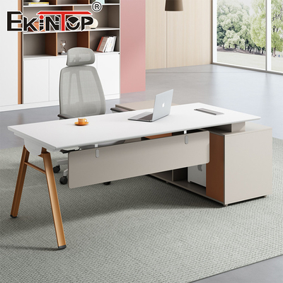 L şeklindeki Bilgisayar Masası Yöneticisi Ofis Masası Modern Tarzı Akasya Ahşap Masası