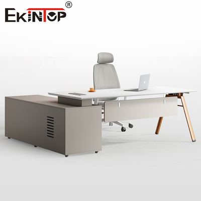 L şeklindeki Bilgisayar Masası Yöneticisi Ofis Masası Modern Tarzı Akasya Ahşap Masası