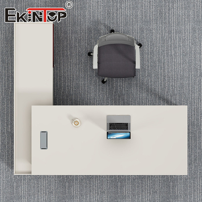Minimalist Ofis Masası Depo dolabı ve metal bacaklı akasya ahşap masa
