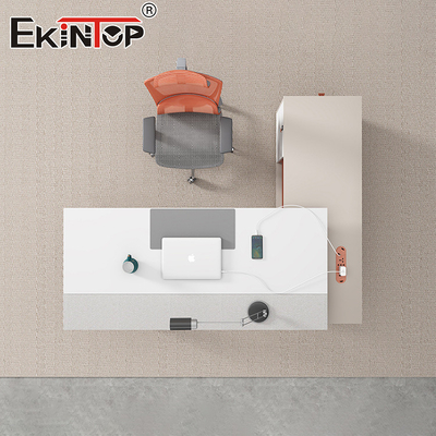Modern Tarzı MDF Malzemesi L Şekli Akasya Ahşap Masa Yönetim Ofisi Masa