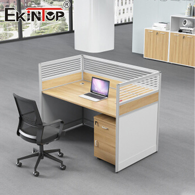 Walnut İşçi Ofis Masası Bölme ile Küçük Masa Masası