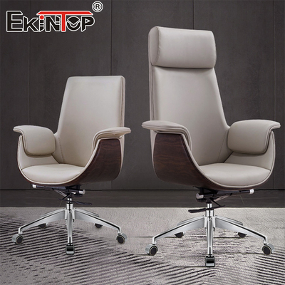 Modern Stil Yöneticisi Tekerlekli Deri Ofis Sandalyesi Ergonomik Yazma Sandalyesi