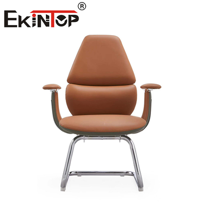 Modern Yönetici Deri Kol Ergonomik Kahverengi PU Deri Ofis Koltuğu Deri Kulüp Sandalyeleri