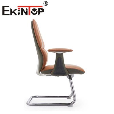 Modern Yönetici Deri Kol Ergonomik Kahverengi PU Deri Ofis Koltuğu Deri Kulüp Sandalyeleri