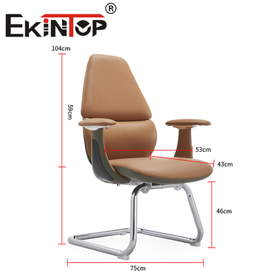Modern Yönetici Deri Kol Ergonomik Kahverengi PU Deri Ofis Koltuğu Deri Kulüp Sandalyeleri