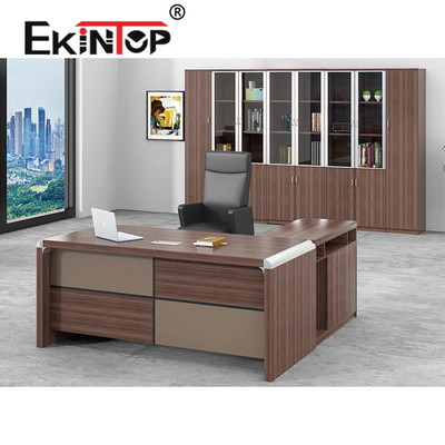 Boss CEO Manager Executive için L Şekilli Ahşap Ofis Masası 3mm PVC Kenarlar