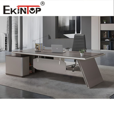 SGS Modern L Şekilli Ofis Masası Anti Su Parlak Konik Ayaklar