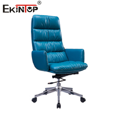 Ergonomik Mavi Deri Yönetici Ofis Koltuğu Yükseklik Ayarlayıcı