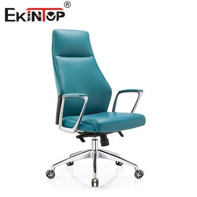 Modern Yüksek Sırt PVC Deri Ofis Sandalyesi Döner 350mm Alüminyum taban