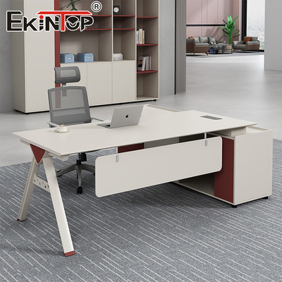 Minimalist Ofis Masası Depo dolabı ve metal bacaklı akasya ahşap masa