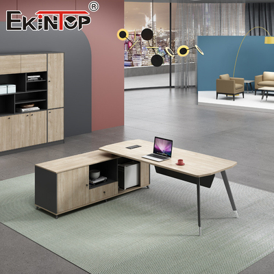 Walnut Ofis Masası Modern Tarzı İcra Masası Çekmecelerle Genişletilebilir Fonksiyon