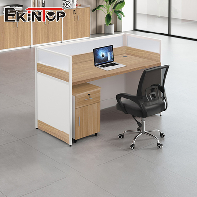 Walnut İşçi Ofis Masası Bölme ile Küçük Masa Masası
